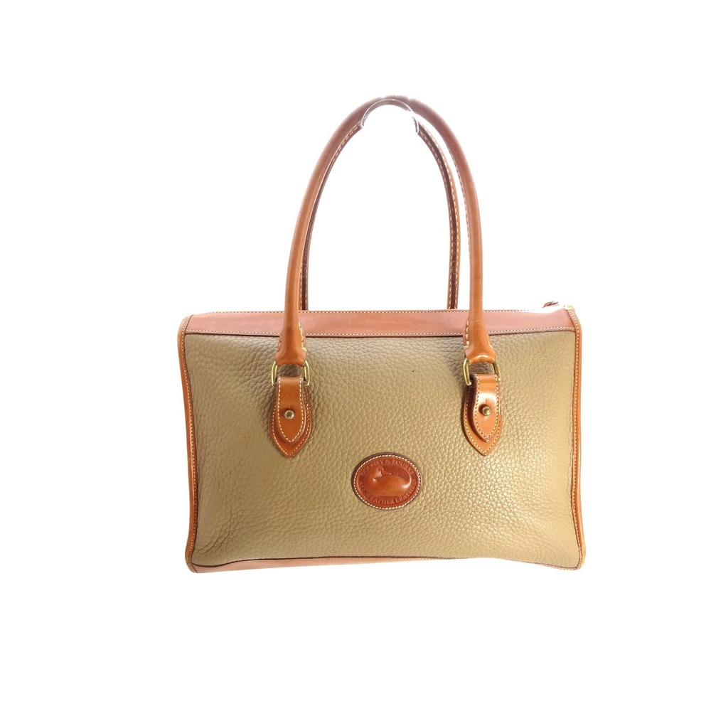 Vintage‎ Dooney Bourke All Weather Leather Satchel Taupe British Tan Duck Fob